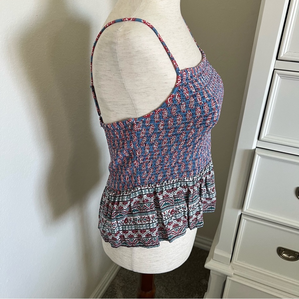 Printed Smocked Ruffle Trim Tank - Picture 3 of 6